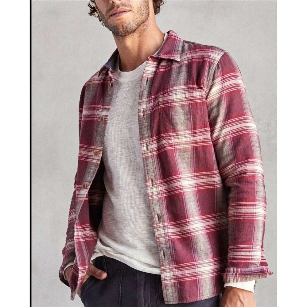 Outerknown Shirt Mens Large Transitional Slub Flannel Plaid Lumberjack Cozycore
